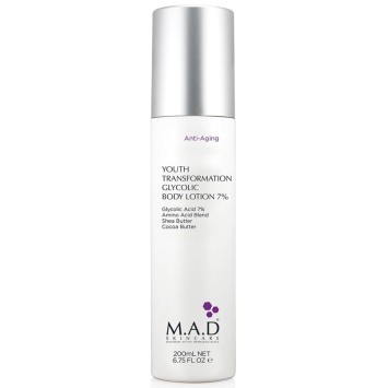 Омолаживающий лосьон для тела с 7% гликолевой кислотой, 200 мл Youth Transformation Glycolic Body Lotion 7% M.A.D Skincare