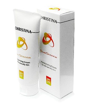 Солнцезащитный увлажняющий крем с витамином Е и СПФ-25 для деликатной жирной кожи  75 мл | Christina SunScreen