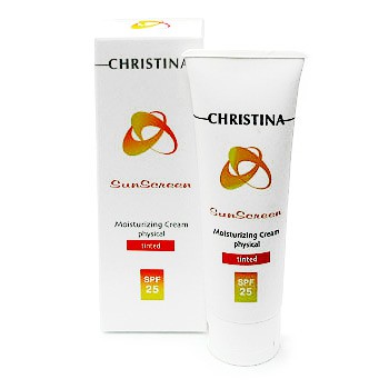 Солнцезащитный увлажняющий крем с витамином Е и СПФ-25 (физический) тональный  75 мл | Christina SunScreen