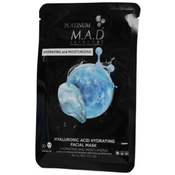 Восстанавливающая маска-саше «Платинум» 1 шт х 30 мл, 5 шт х 30 мл Platinum Hyaluronic Acid Hydrating Facial Mask M.A.D Skincare