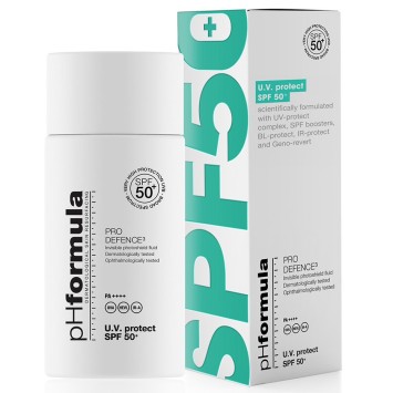 Прозрачный легкий флюид SPF 50+ 50 мл, 200 мл U.V. protect SPF50+ PRO DEFENCE3 / pHformula