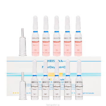 Ампулы с сывороткой для осветления кожи (5 дневных + 5 ночных ампул) FluorOxygen+C PotentC Ampoules Christina / Кристина