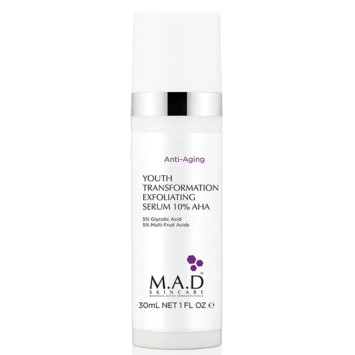 Омолаживающая и обновляющая сыворотка с 10% AHA кислотами, 30 г Youth Transformation Exfoliating Serum 10% AHA M.A.D Skincare