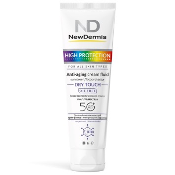Дневной омолаживающий крем-флюид c матирующим эффектом SPF 50+ PPD 24 100 мл DRY TOUCH NewDermis / НьюДермис